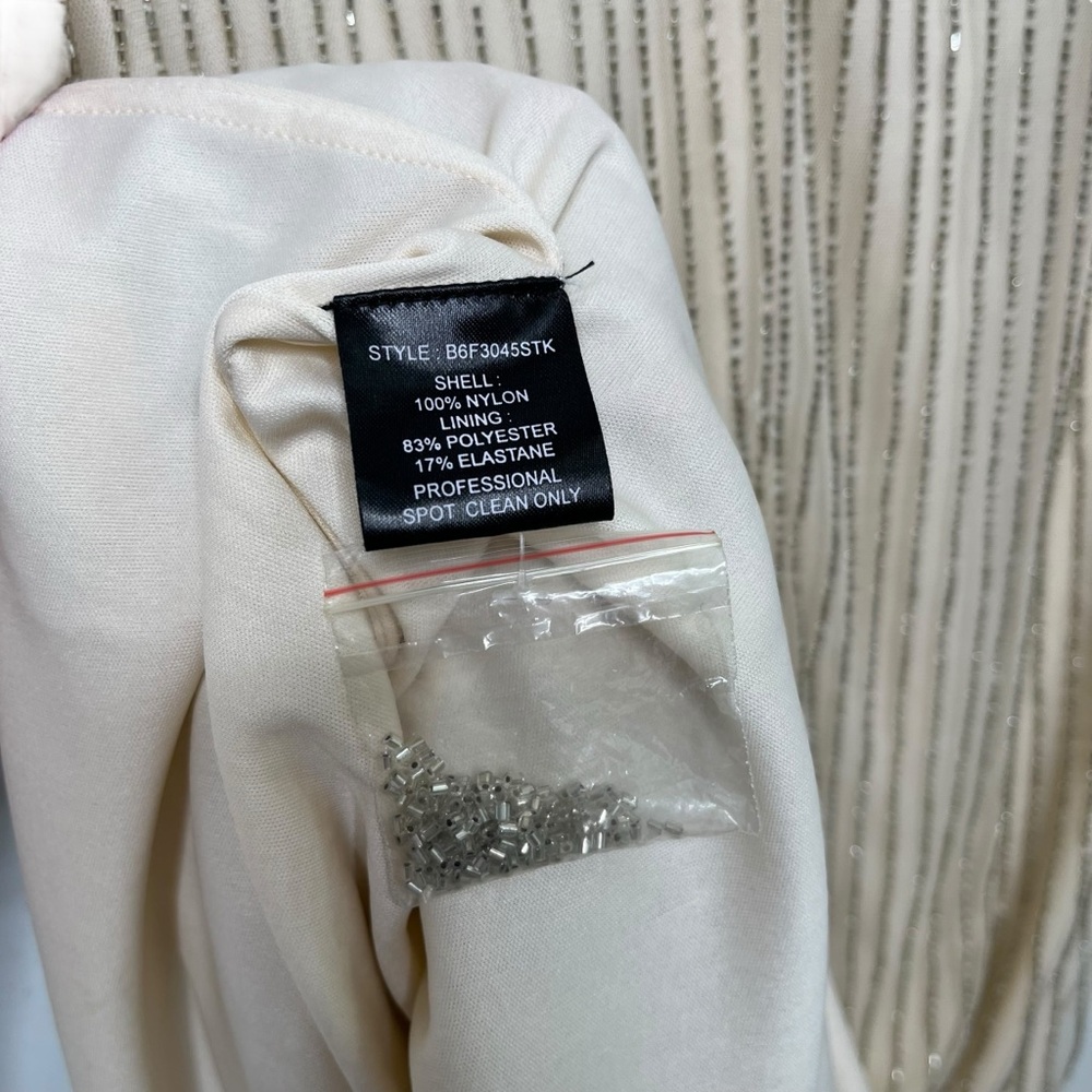 NWOT Parker Black Label Cream Beaded Elegant Floor Length Sheath Gown 6 (AS-IS) - Picture 11 of 11